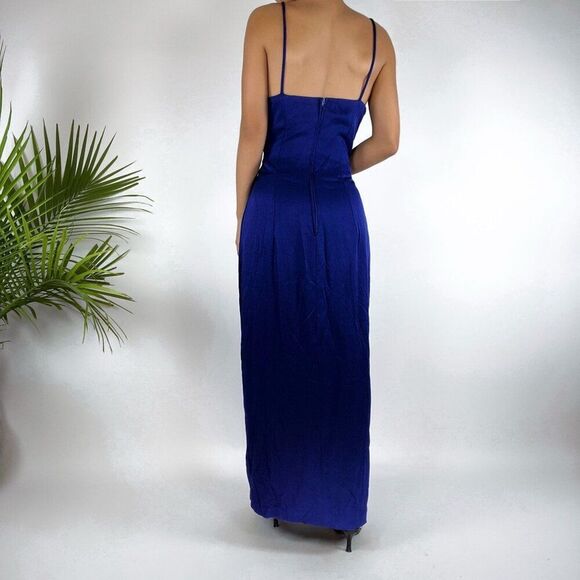 Vintage 90s Blue Sequin Glam Slit Evening Prom Homecoming Dress / Size: 11-12 - Picture 2 of 12